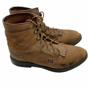 Justin Boots Kiltie Conductor Brown Leather Boots sz 7.5D